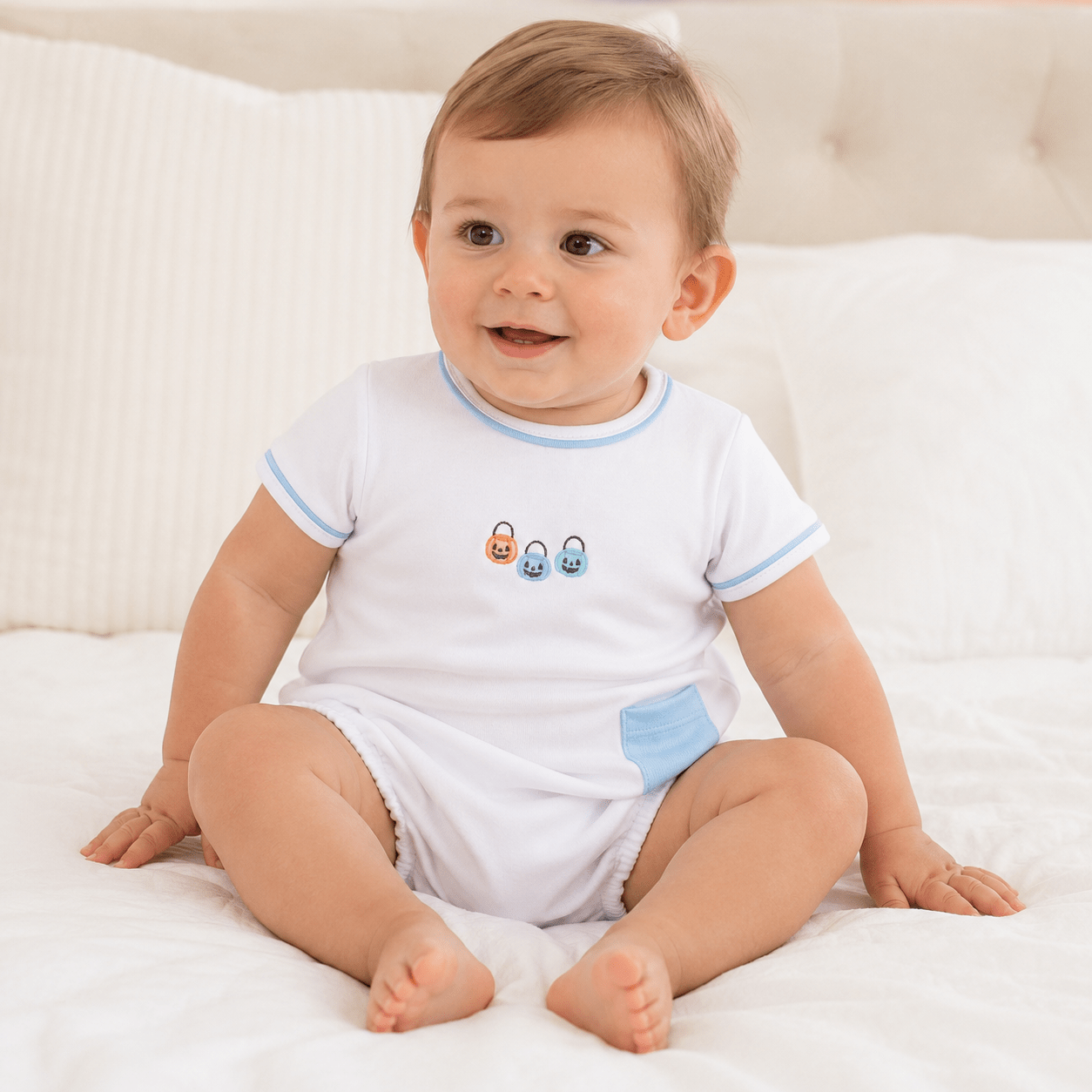 Magnolia Baby_Pumpkin Party Hand-Embroidered Bubble - Light Blue_1