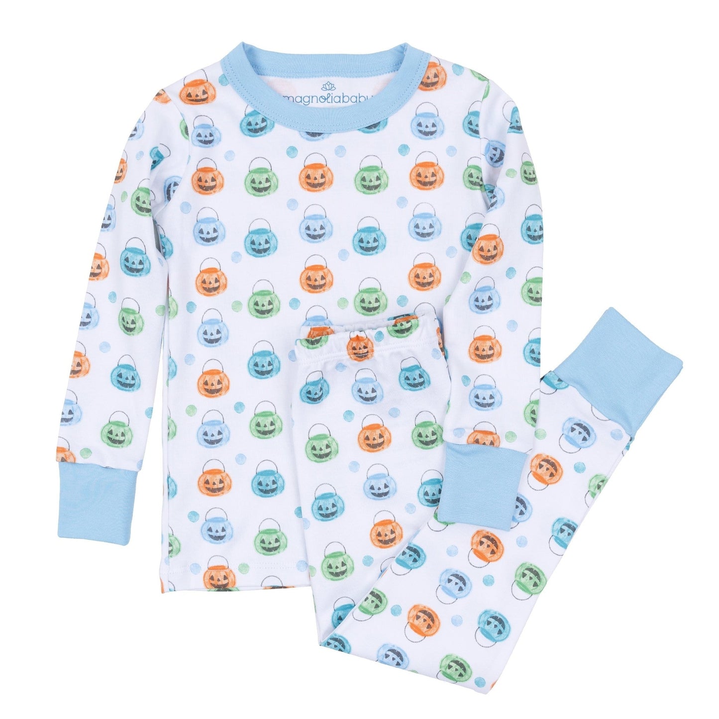 Magnolia Baby_Pumpkin Party Long Pajamas - Light Blue_2