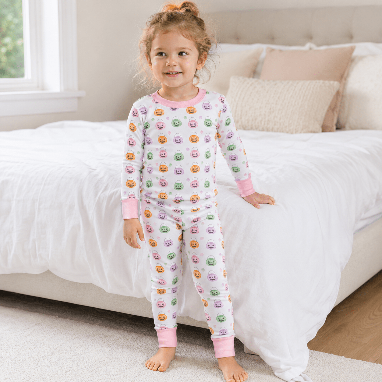 Magnolia Baby_Pumpkin Party Long Pajamas - Pink_1