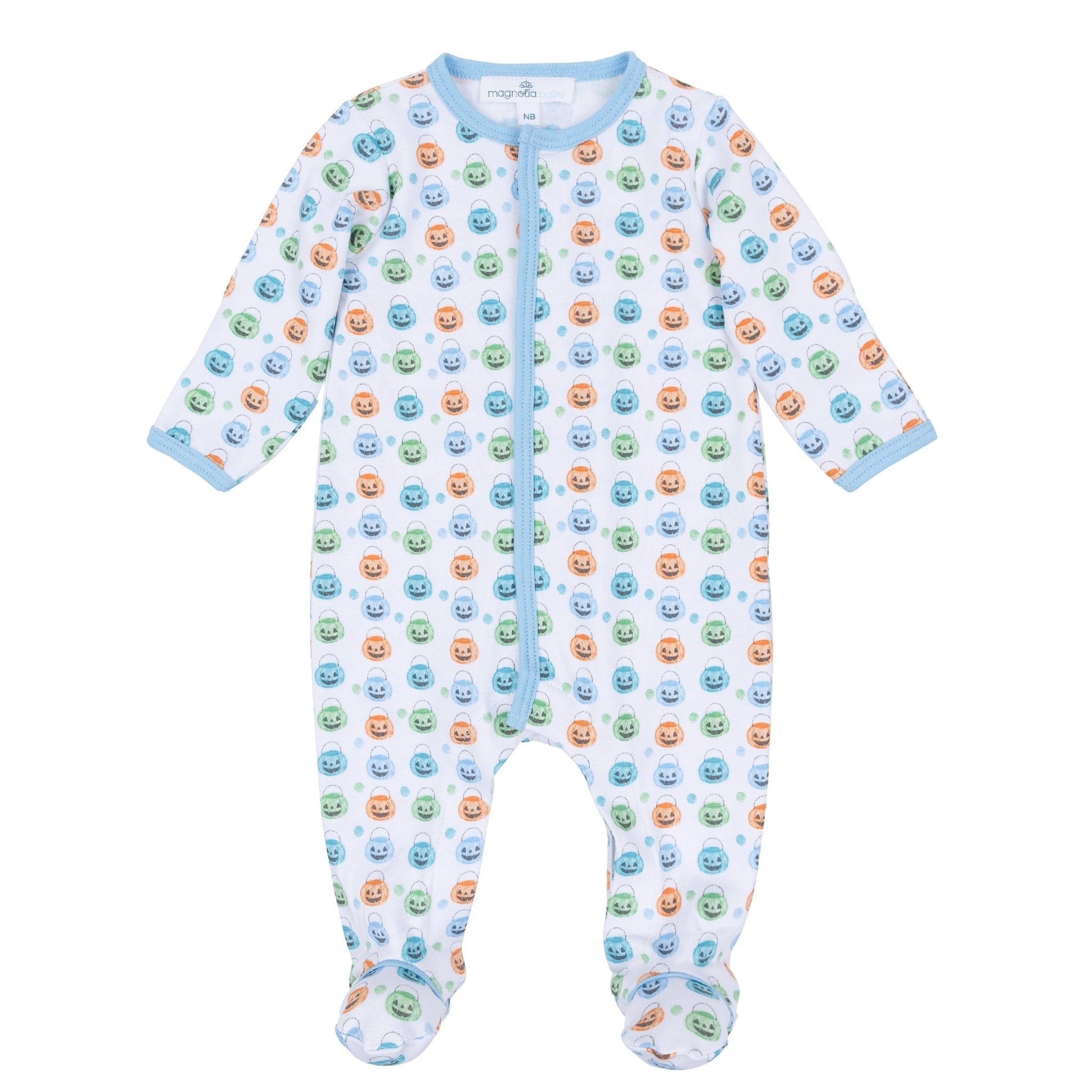 Magnolia Baby_Pumpkin Party Print Footie - Light Blue_1