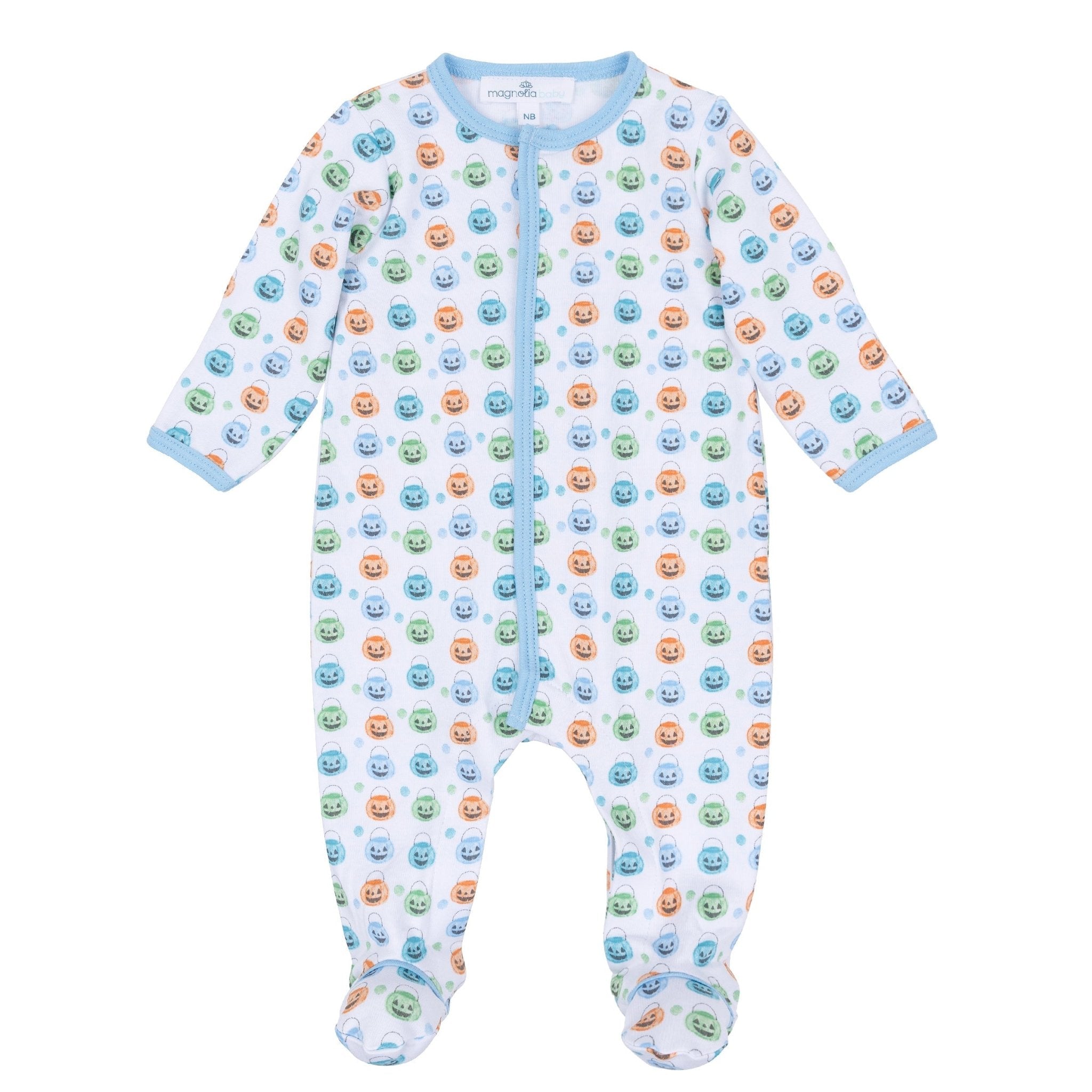 Magnolia Baby_Pumpkin Party Print Footie - Light Blue_1