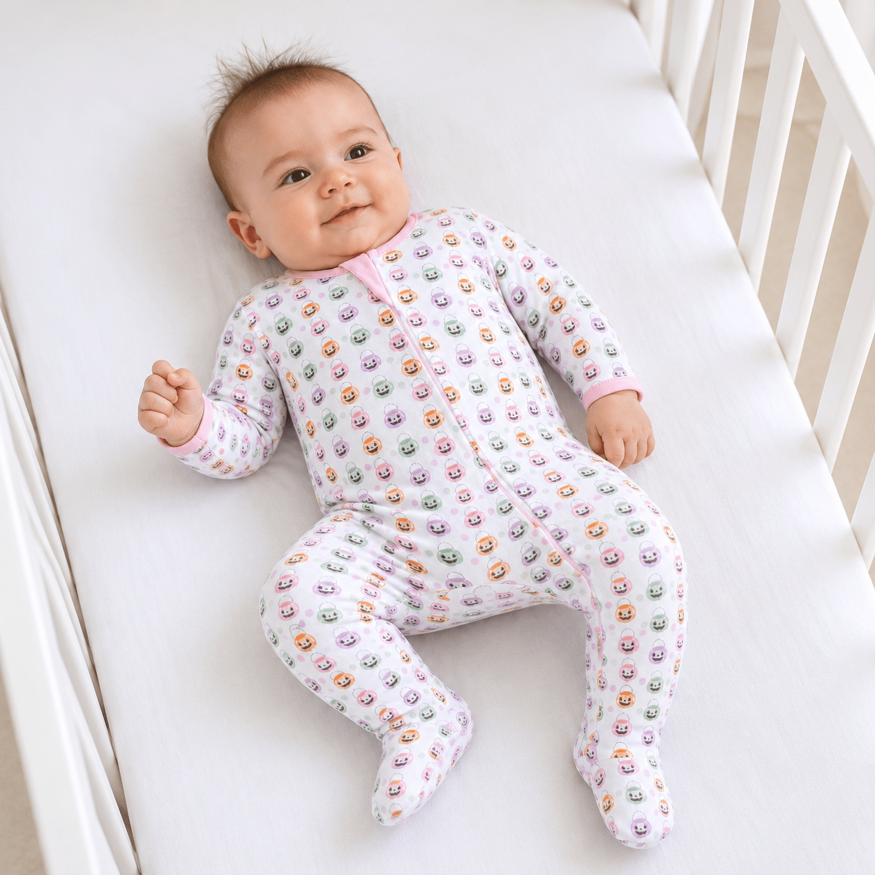 Magnolia Baby_Pumpkin Party Print Zip Footie - Pink_1