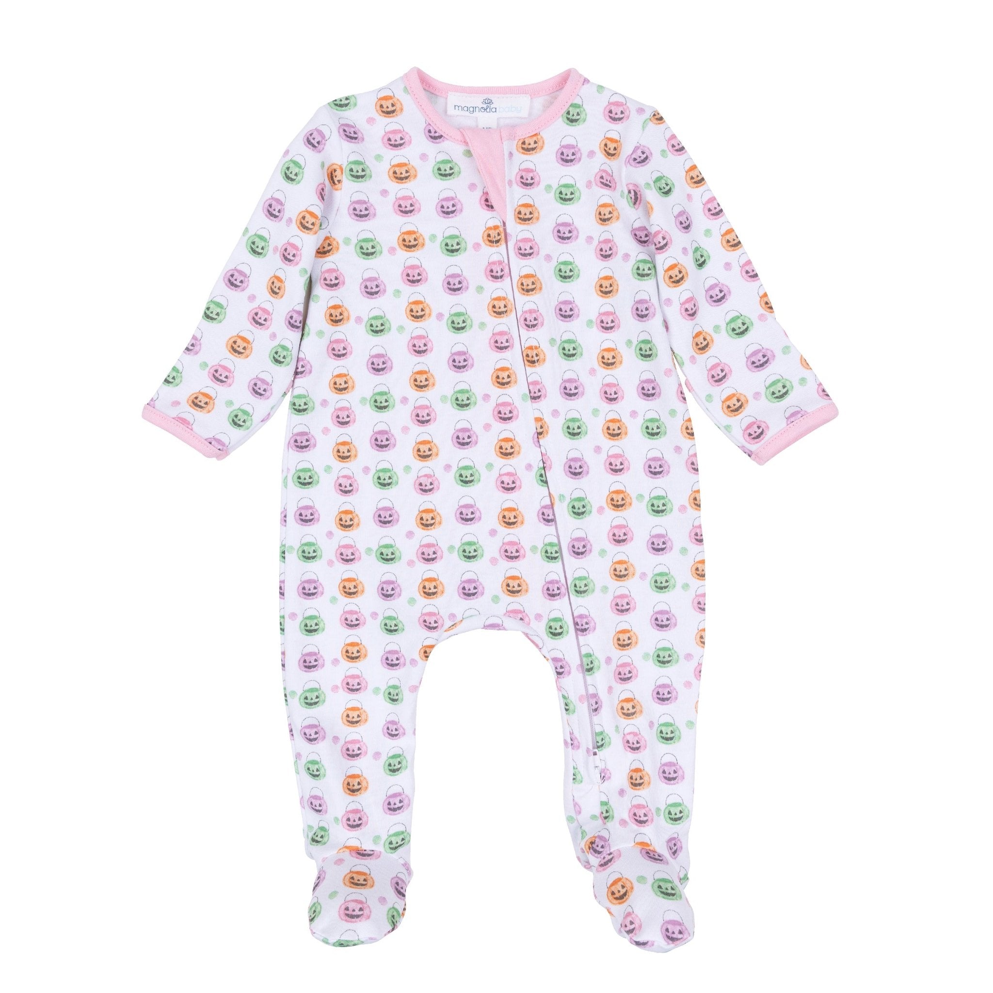 Magnolia Baby_Pumpkin Party Print Zip Footie - Pink_2