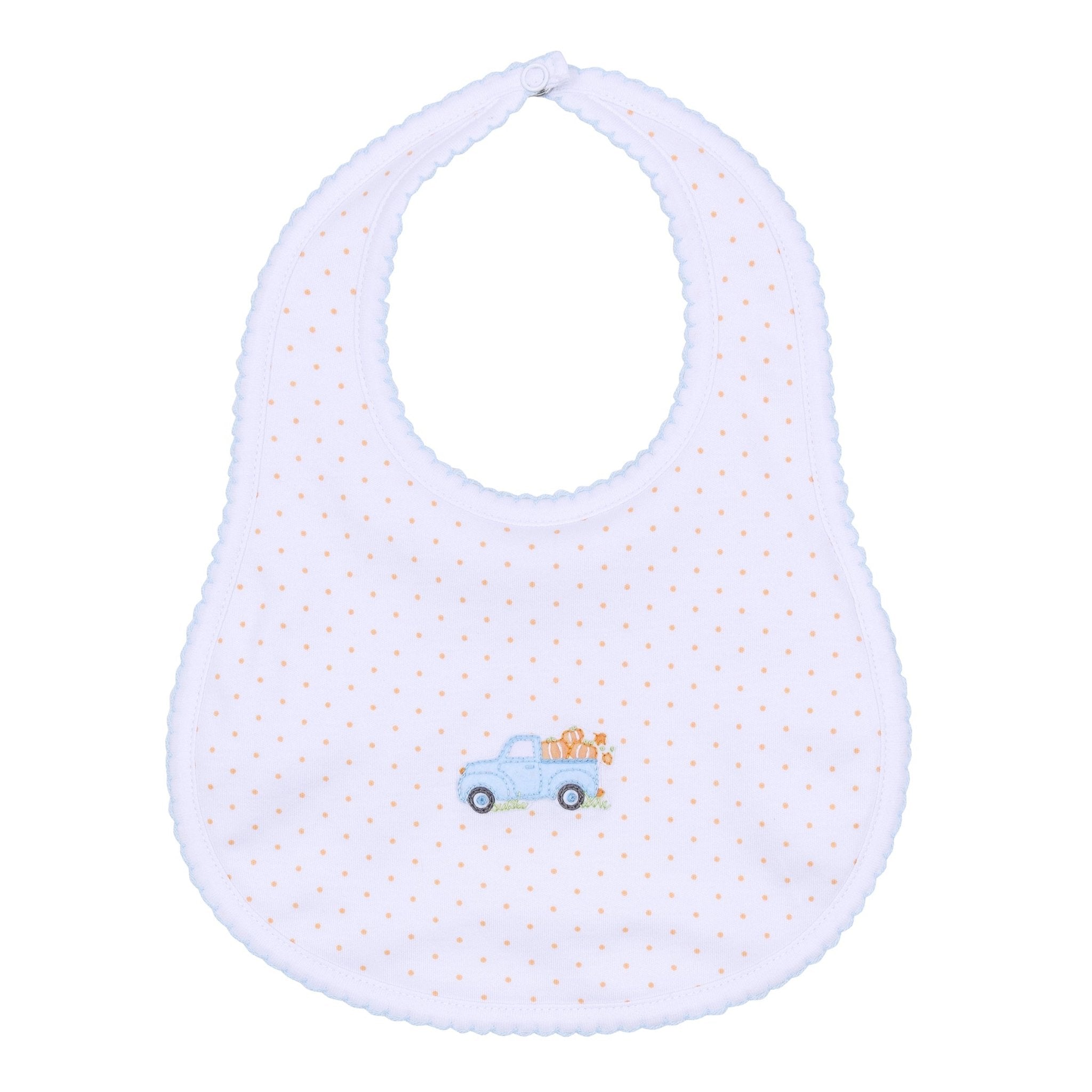 Pumpkin Patch Fun Embroidered Bib - Light Blue - Magnolia BabyBib