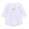 Pumpkin Patch Fun Embroidered Collared Long Sleeve Bubble - Light Blue - Magnolia BabyBubble