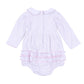 Pumpkin Patch Fun Embroidered Collared Ruffle Long Sleeve Bubble - Pink - Magnolia BabyBubble