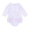 Pumpkin Patch Fun Embroidered Collared Ruffle Long Sleeve Bubble - Pink - Magnolia BabyBubble