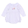 Pumpkin Patch Fun Embroidered Collared Ruffle Long Sleeve Bubble - Pink - Magnolia BabyBubble