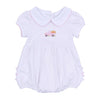 Pumpkin Patch Fun Embroidered Collared Ruffle Short Sleeve Bubble - Pink - Magnolia BabyBubble