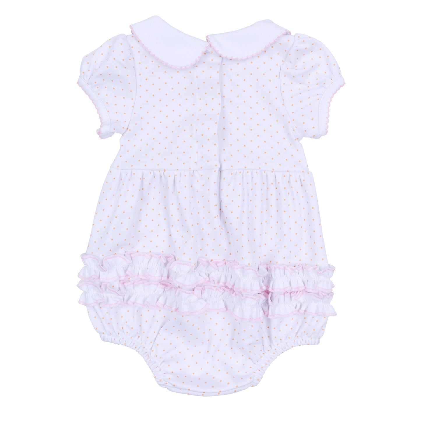Pumpkin Patch Fun Embroidered Collared Ruffle Short Sleeve Bubble - Pink - Magnolia BabyBubble