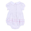 Pumpkin Patch Fun Embroidered Collared Ruffle Short Sleeve Bubble - Pink - Magnolia BabyBubble