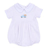 Pumpkin Patch Fun Embroidered Collared Short Sleeve Bubble - Light Blue - Magnolia BabyBubble