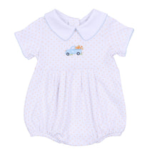  Pumpkin Patch Fun Embroidered Collared Short Sleeve Bubble - Light Blue - Magnolia BabyBubble