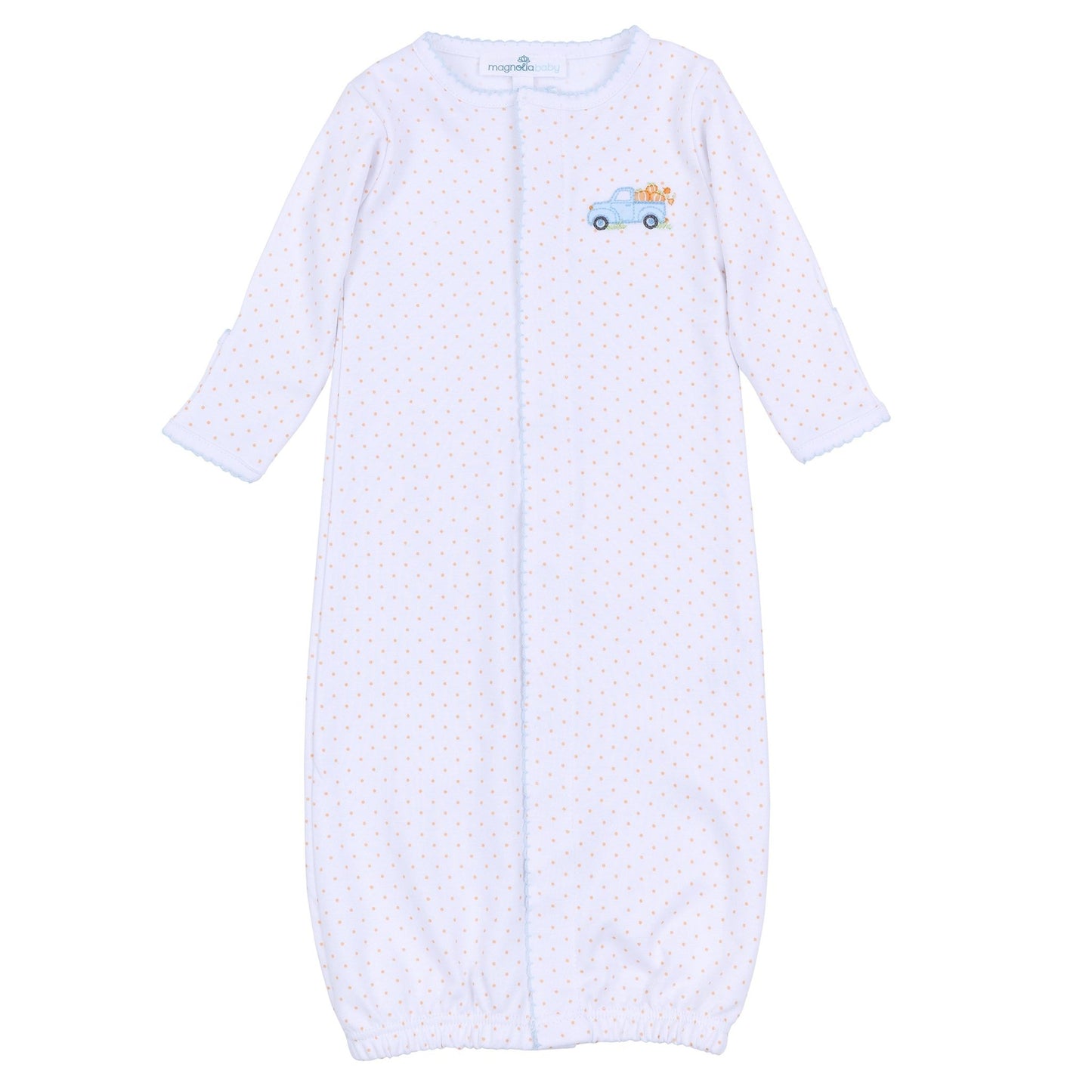 Pumpkin Patch Fun Embroidered Converter - Light Blue - Magnolia BabyConverter Gown