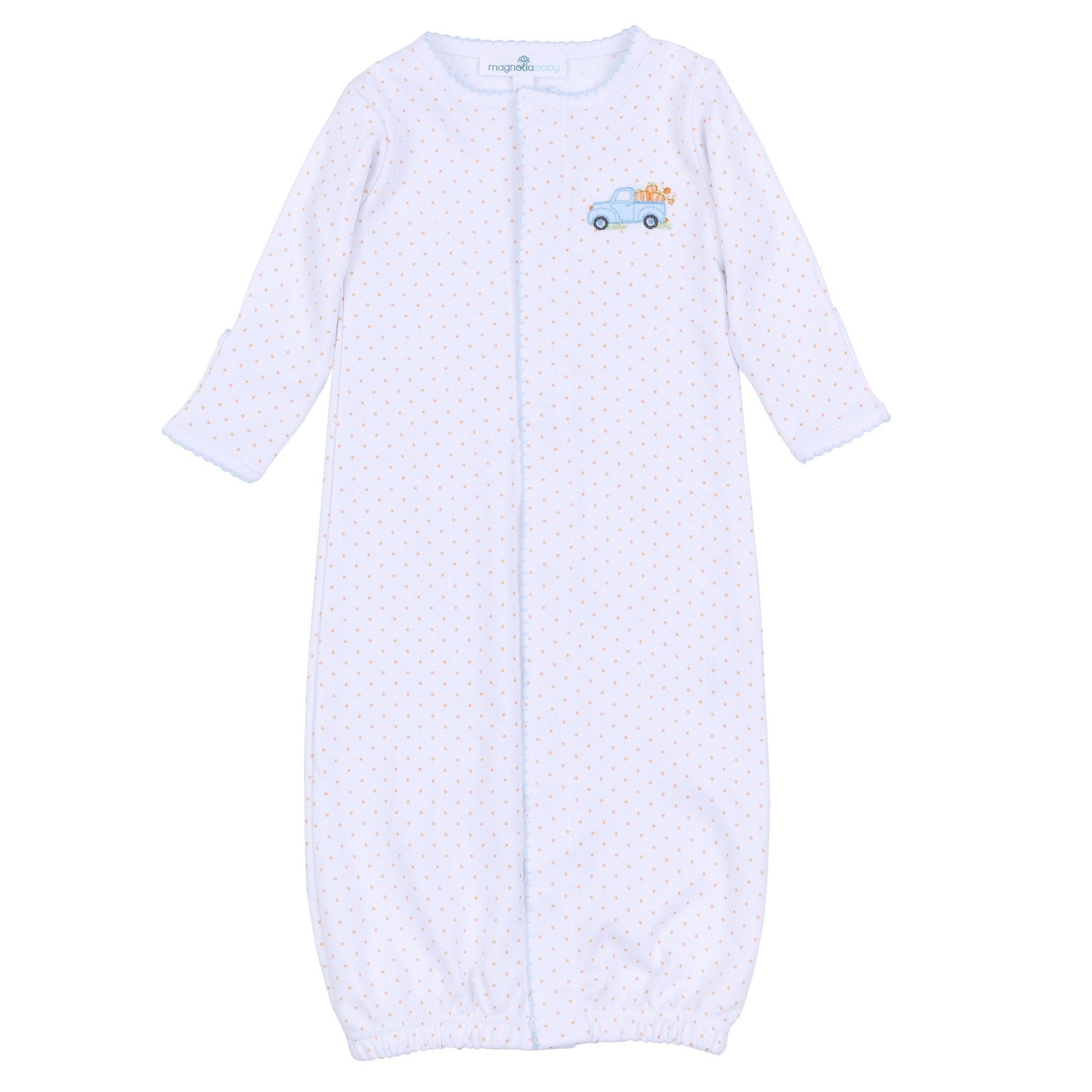 Pumpkin Patch Fun Embroidered Converter - Light Blue - Magnolia BabyConverter Gown