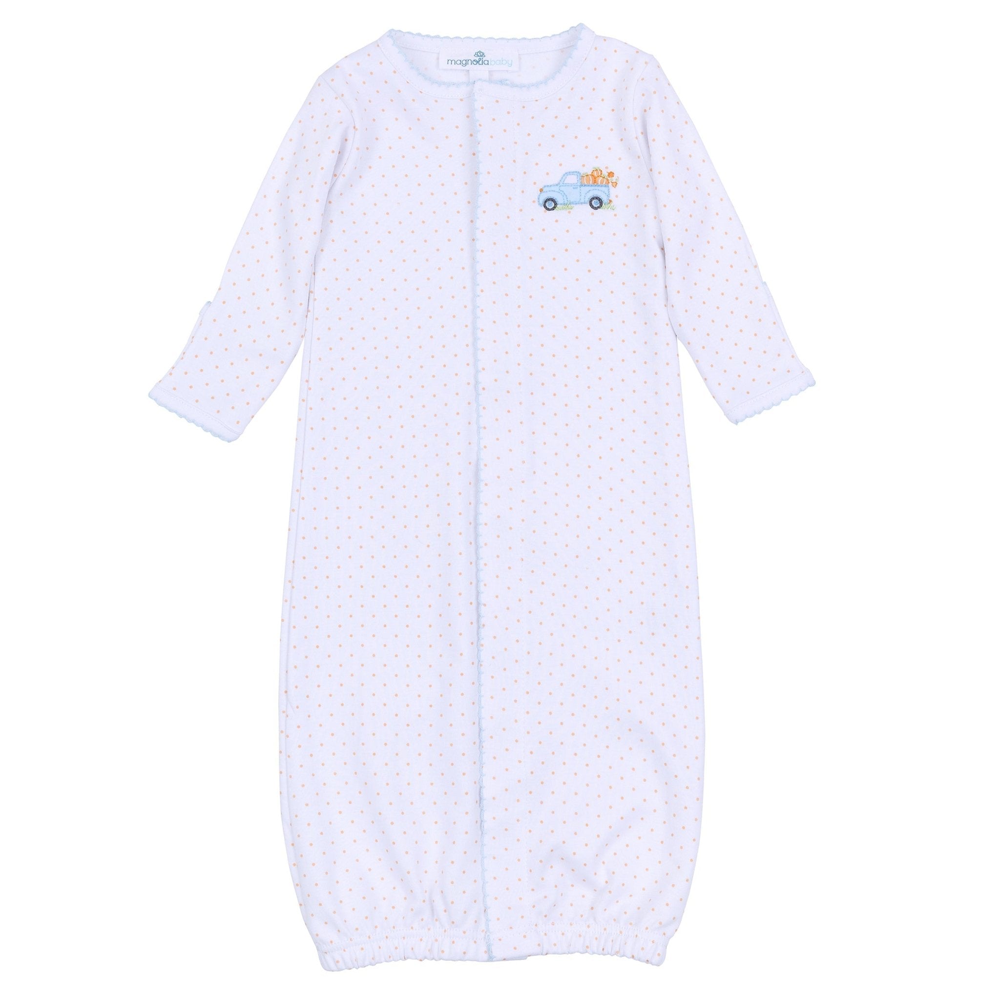 Pumpkin Patch Fun Embroidered Converter - Light Blue - Magnolia BabyConverter Gown