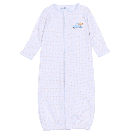 Pumpkin Patch Fun Embroidered Converter - Light Blue - Magnolia BabyConverter Gown