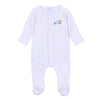 Pumpkin Patch Fun Embroidered Footie - Light Blue - Magnolia BabyFootie