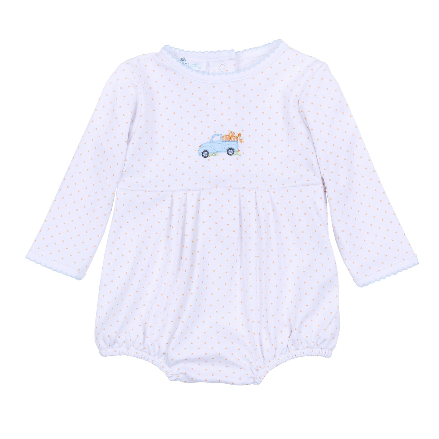 Pumpkin Patch Fun Embroidered Long Sleeve Bubble - Light Blue - Magnolia BabyBubble