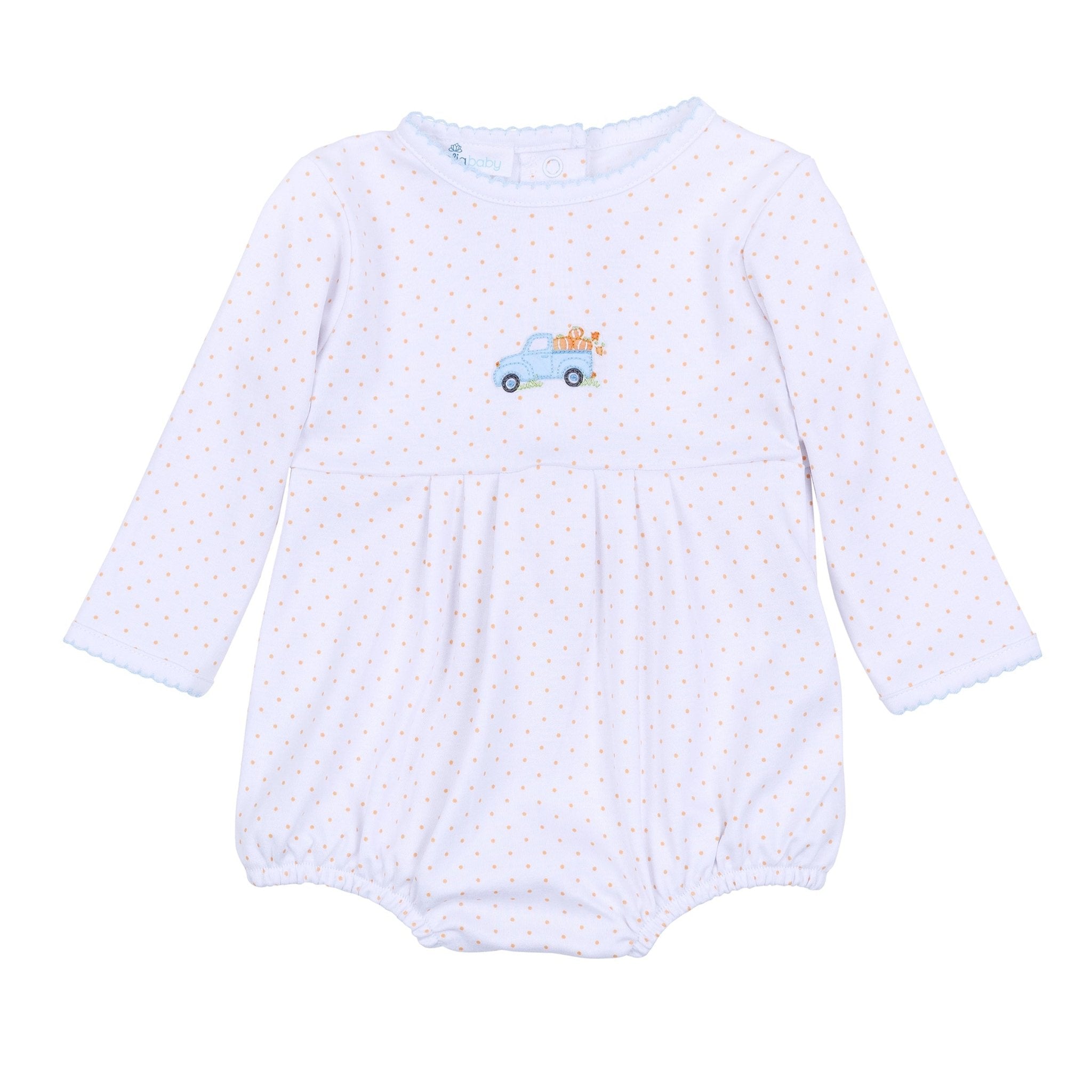 Pumpkin Patch Fun Embroidered Long Sleeve Bubble - Light Blue - Magnolia BabyBubble