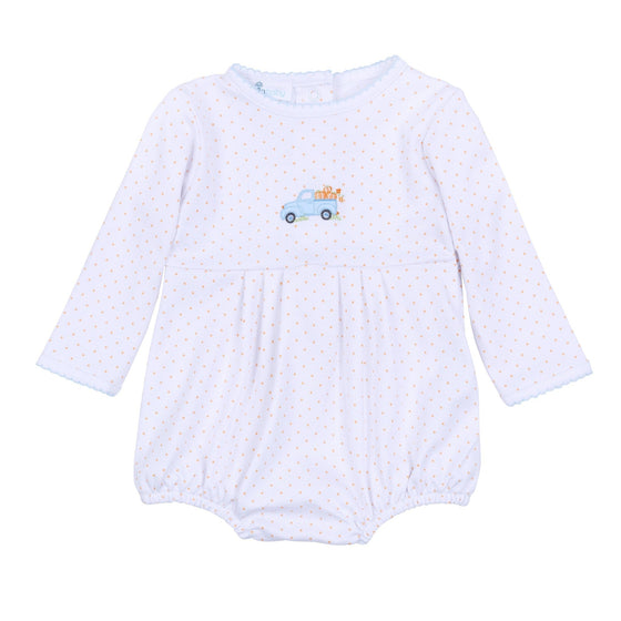 Pumpkin Patch Fun Embroidered Long Sleeve Bubble - Light Blue - Magnolia BabyBubble