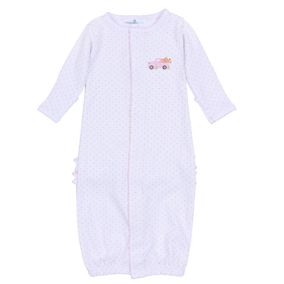 Pumpkin Patch Fun Embroidered Ruffle Converter - Pink - Magnolia BabyConverter Gown