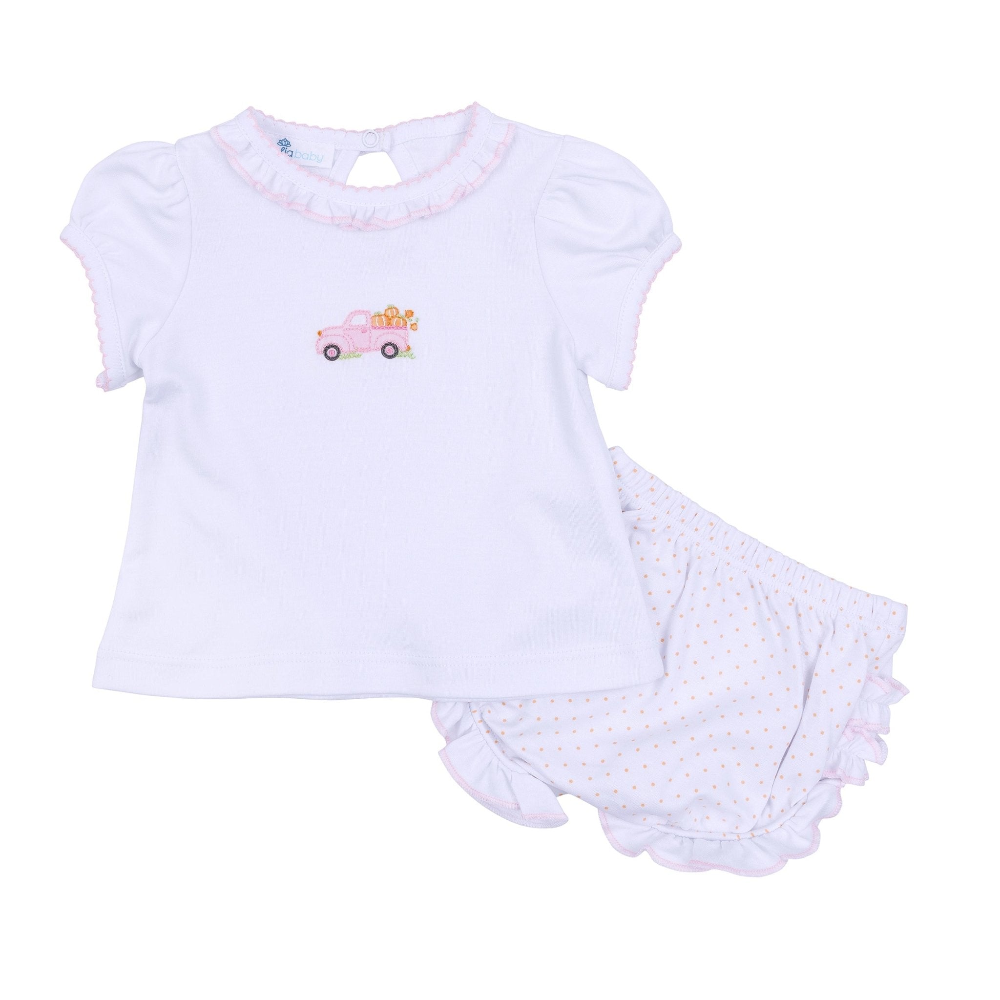 Pumpkin Patch Fun Embroidered Ruffle Diaper Cover Set - Pink - Magnolia BabyDiaper Cover