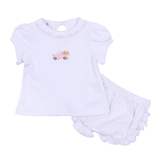 Pumpkin Patch Fun Embroidered Ruffle Diaper Cover Set - Pink - Magnolia BabyDiaper Cover