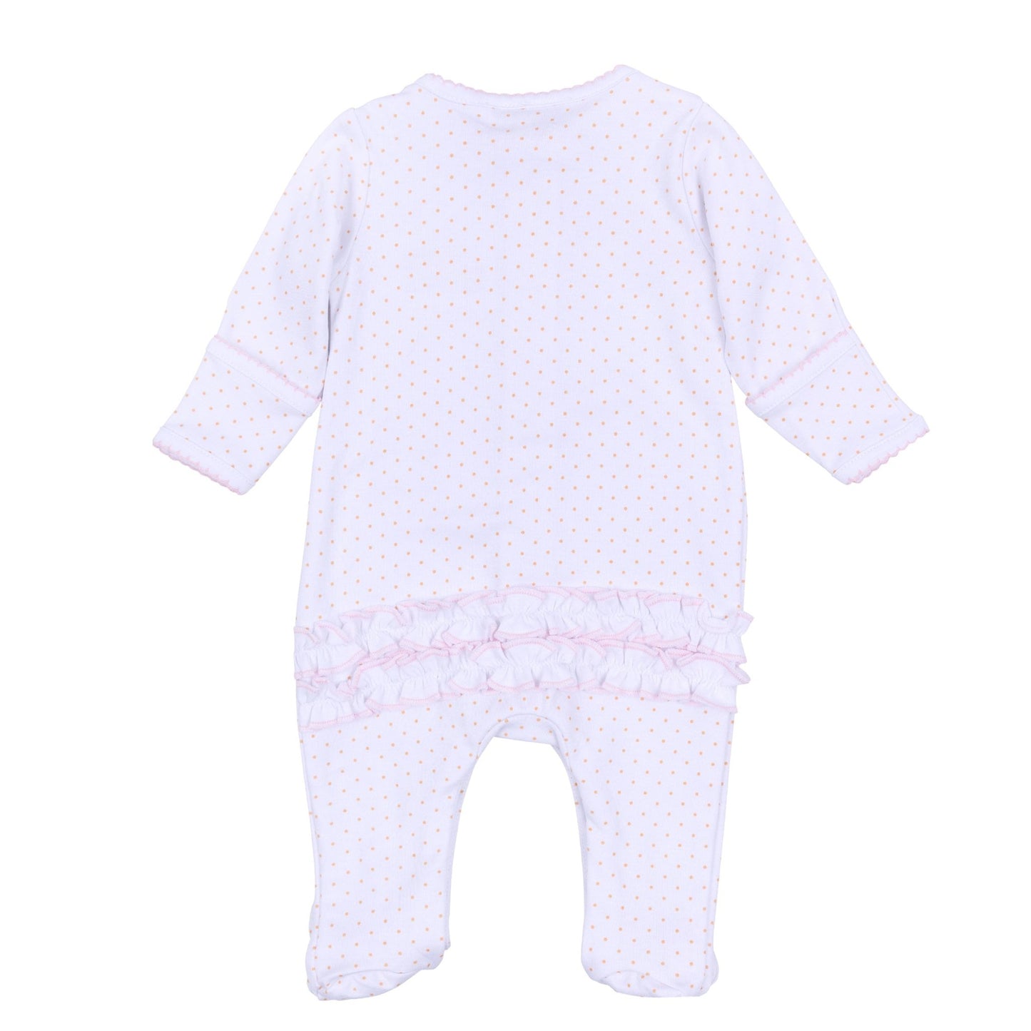 Pumpkin Patch Fun Embroidered Ruffle Footie - Pink - Magnolia BabyFootie