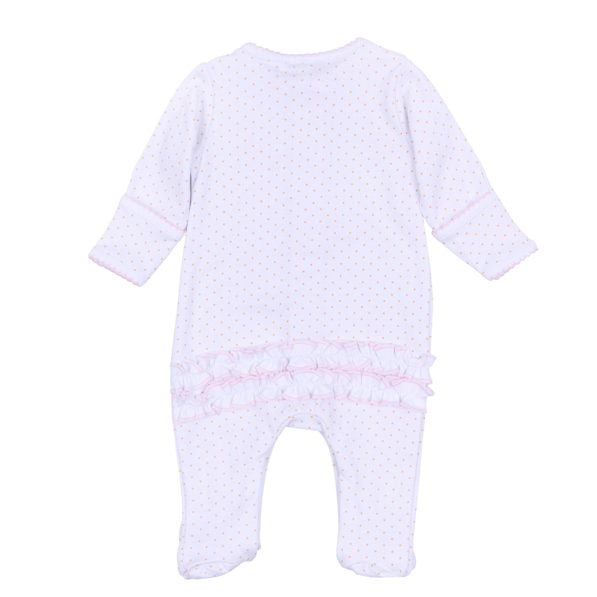 Pumpkin Patch Fun Embroidered Ruffle Footie - Pink - Magnolia BabyFootie
