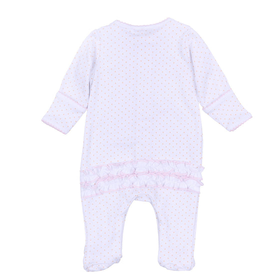 Pumpkin Patch Fun Embroidered Ruffle Footie - Pink - Magnolia BabyFootie
