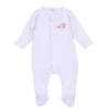 Pumpkin Patch Fun Embroidered Ruffle Footie - Pink - Magnolia BabyFootie