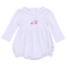 Pumpkin Patch Fun Embroidered Ruffle Long Sleeve Bubble - Pink - Magnolia BabyBubble