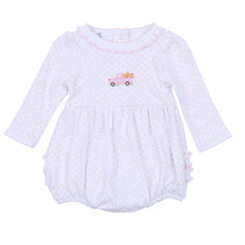  Pumpkin Patch Fun Embroidered Ruffle Long Sleeve Bubble - Pink - Magnolia BabyBubble