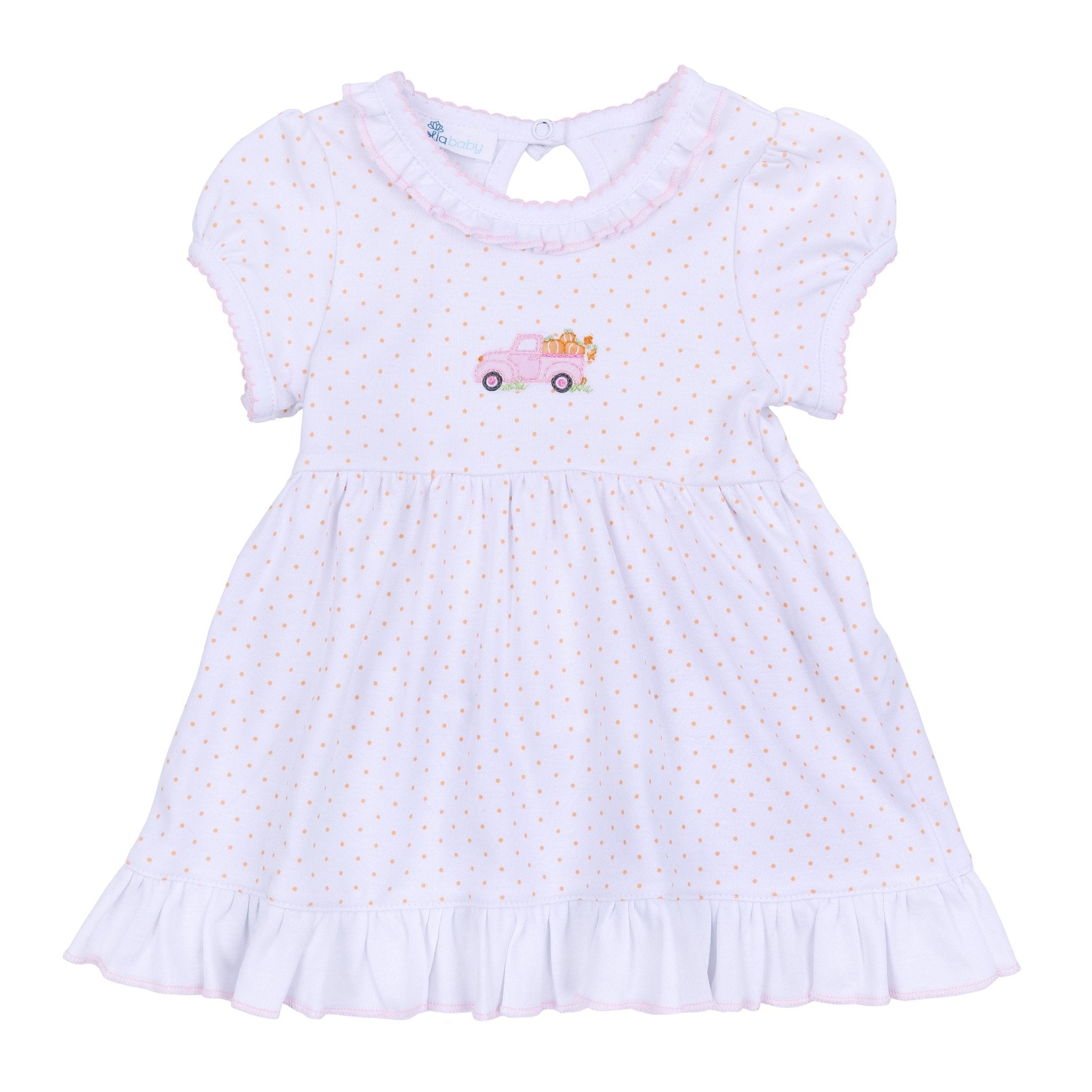Pumpkin Patch Fun Embroidered Short Sleeve Dress - Pink - Magnolia BabyDress
