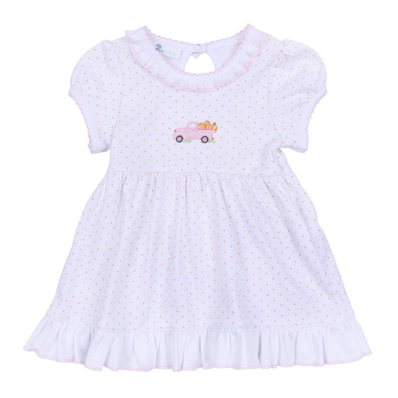 Pumpkin Patch Fun Embroidered Short Sleeve Dress - Pink - Magnolia BabyDress