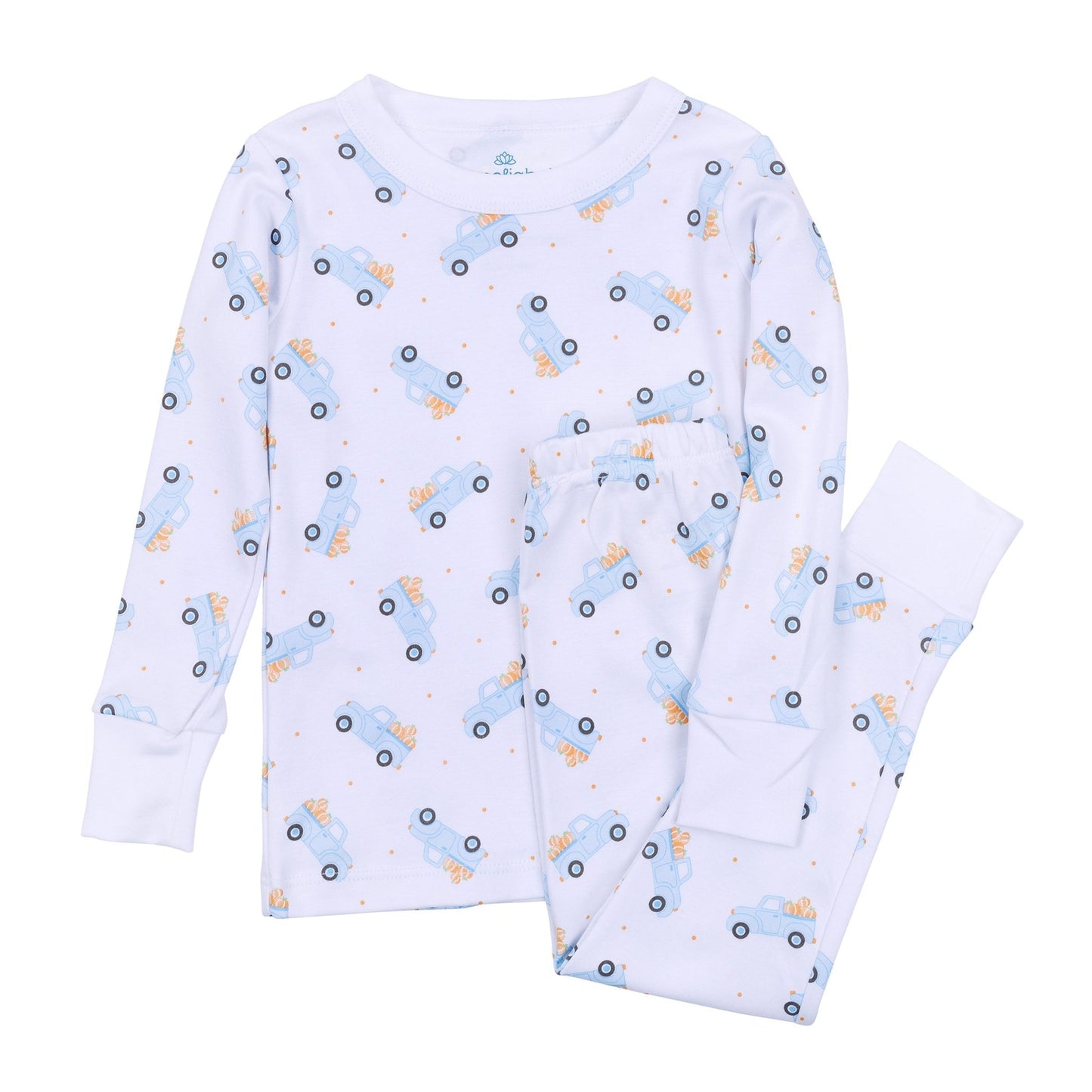 Pumpkin Patch Fun Long Pajamas - Light Blue - Magnolia BabyLong Pajamas