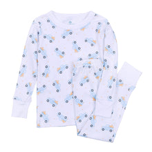  Pumpkin Patch Fun Long Pajamas - Light Blue - Magnolia BabyLong Pajamas