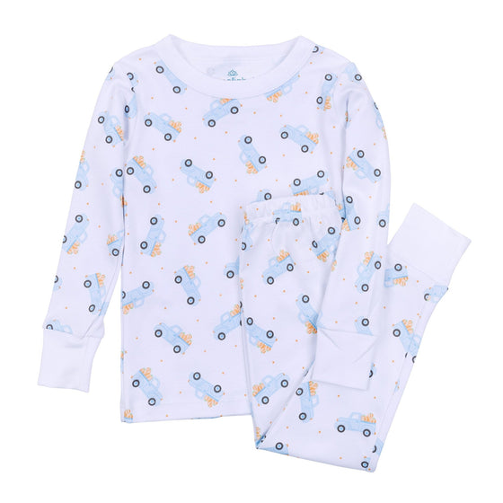 Pumpkin Patch Fun Long Pajamas - Light Blue - Magnolia BabyLong Pajamas