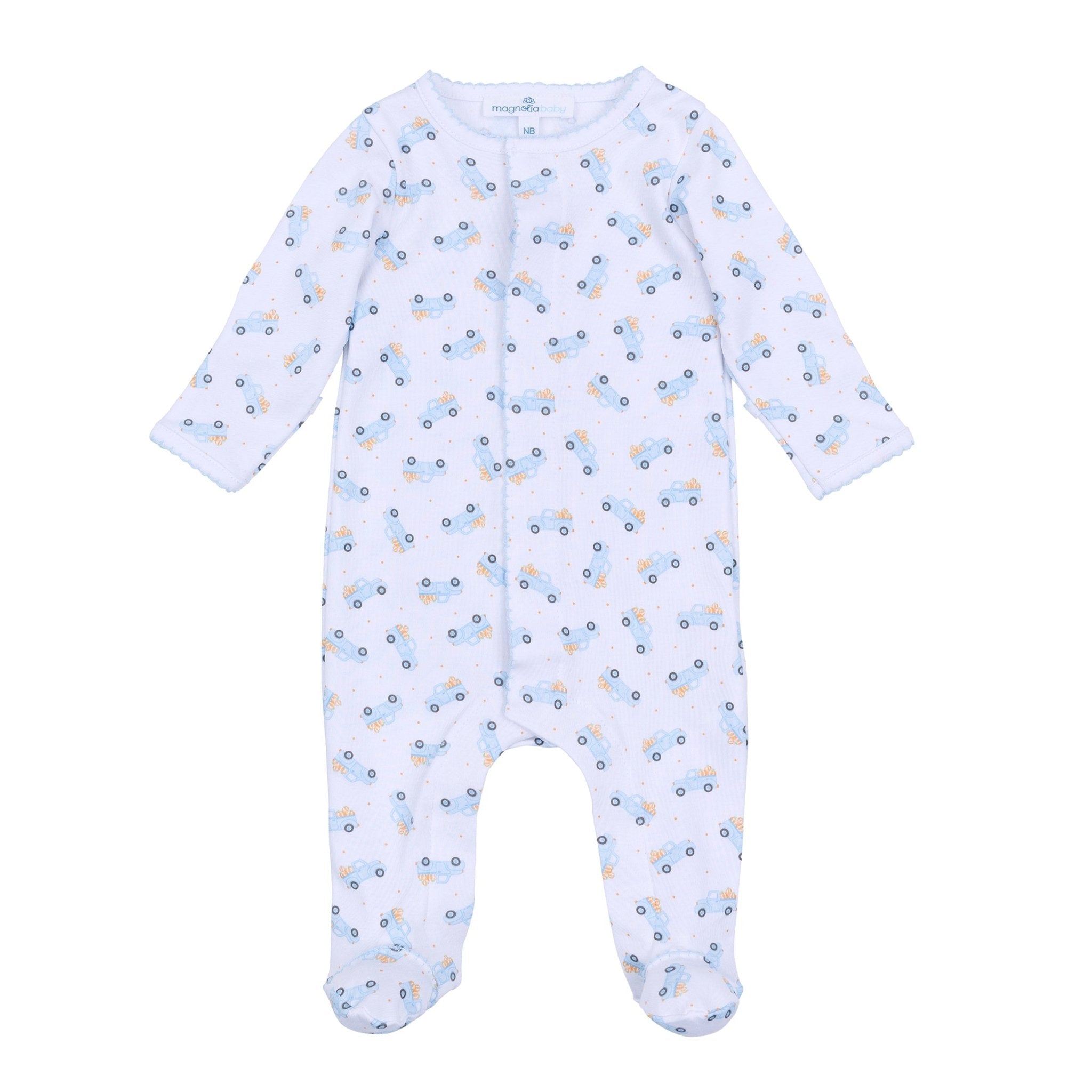Pumpkin Patch Fun Print Footie - Light Blue - Magnolia BabyFootie