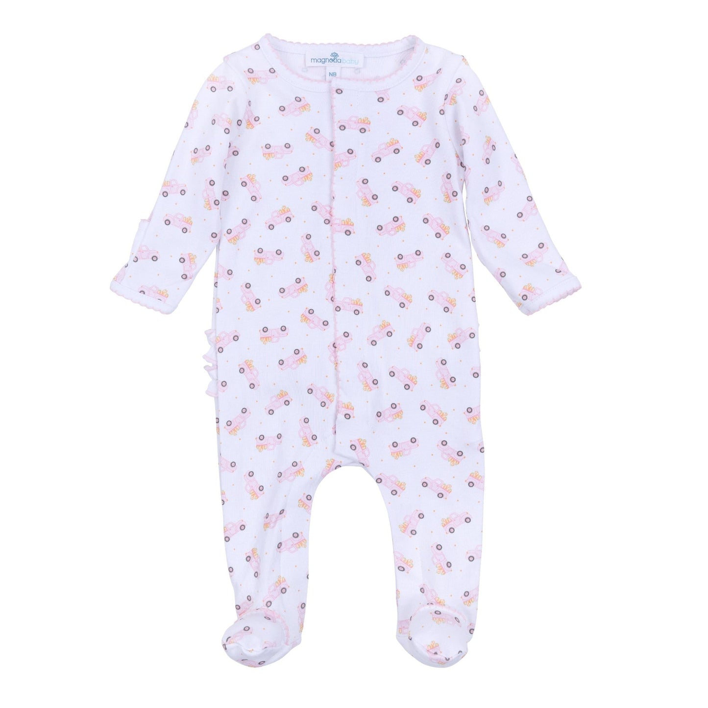 Pumpkin Patch Fun Print Ruffle Footie - Pink - Magnolia BabyFootie