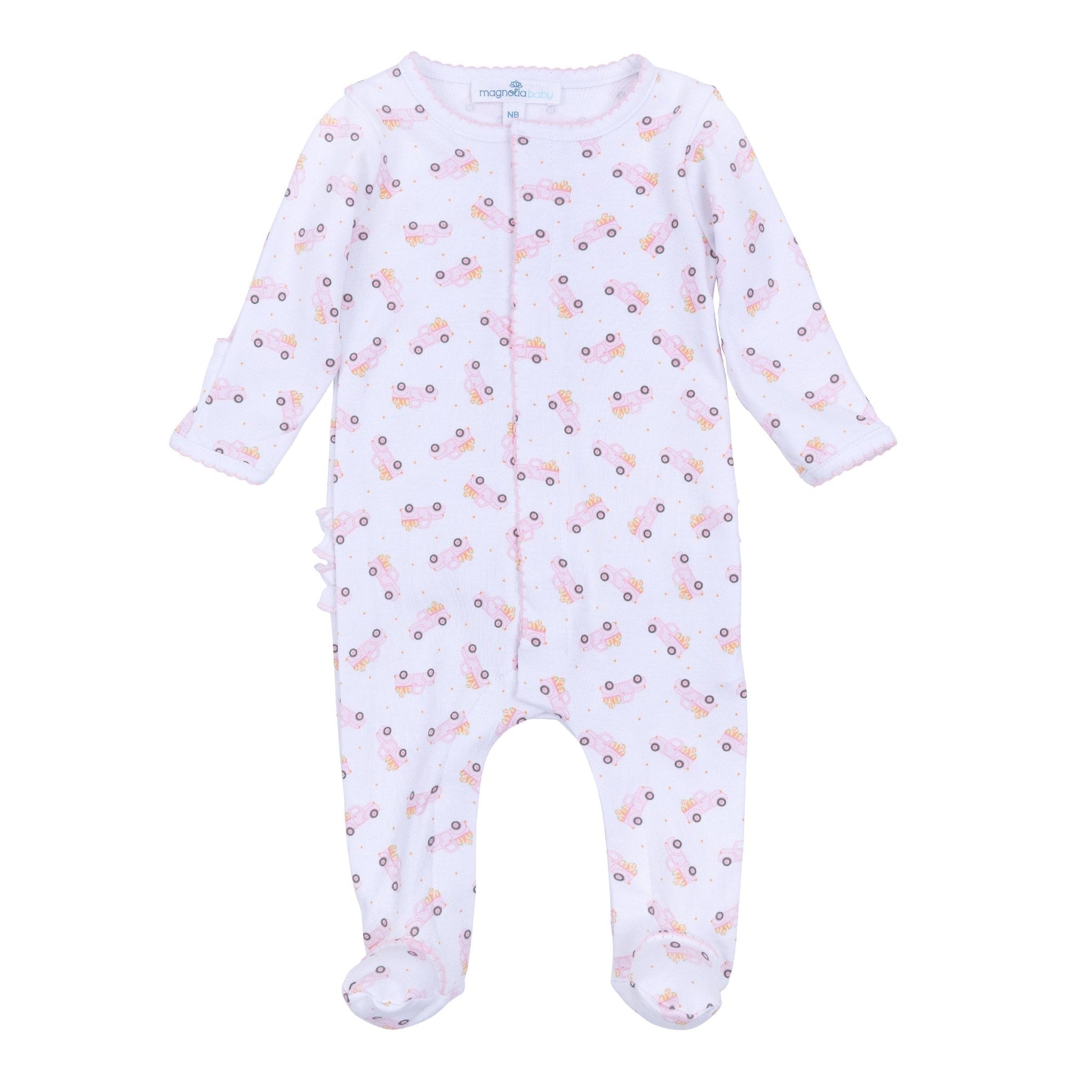 Pumpkin Patch Fun Print Ruffle Footie - Pink - Magnolia BabyFootie