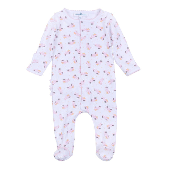 Pumpkin Patch Fun Print Ruffle Footie - Pink - Magnolia BabyFootie