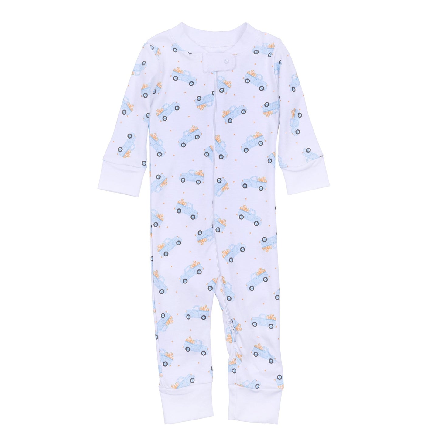 Pumpkin Patch Fun Zip Pajamas - Light Blue - Magnolia BabyZipper Pajamas