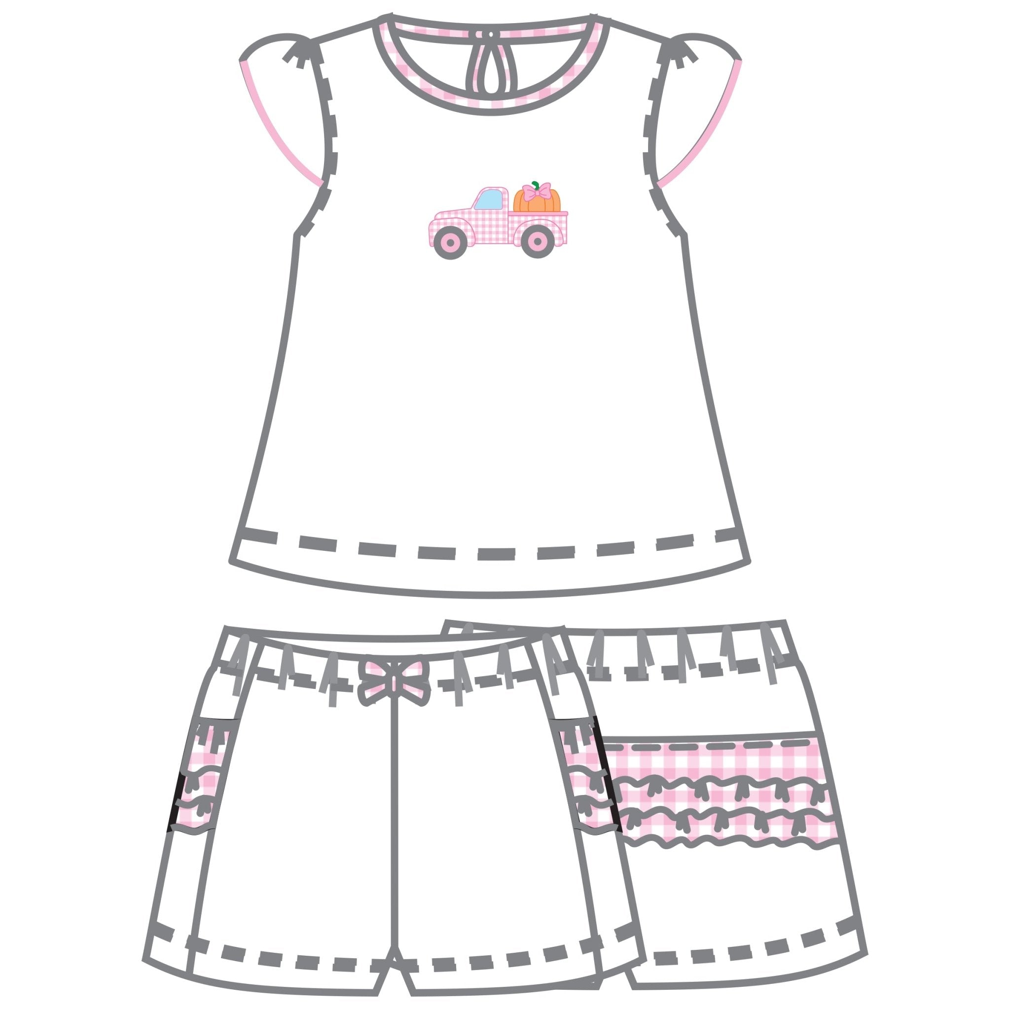 Pumpkin Picking Applique Ruffle Short Set - Pink - Magnolia BabyShort Set
