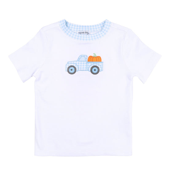 Pumpkin Picking Applique S/S Toddler T - Shirt - Blue - Magnolia BabyT - Shirt