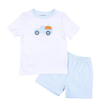  Pumpkin Picking Applique Toddler Short Set - Blue - Magnolia BabyShort Set