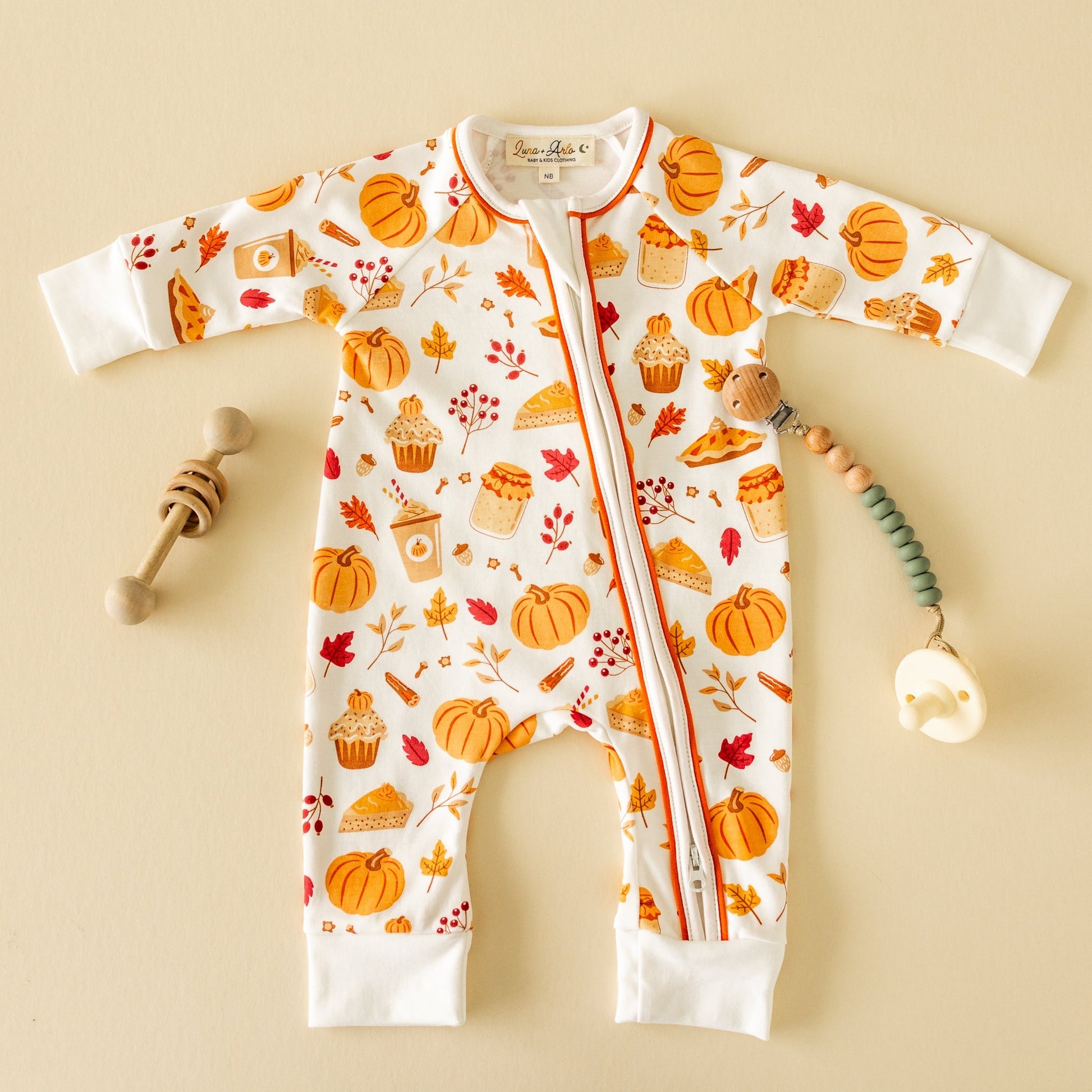 Pumpkin Spice Zip Playsuit - Magnolia BabyPlaysuit