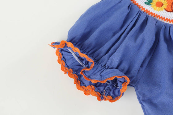 Pumpkin Sunflower Bishop Smock Dress - Magnolia BabyDress