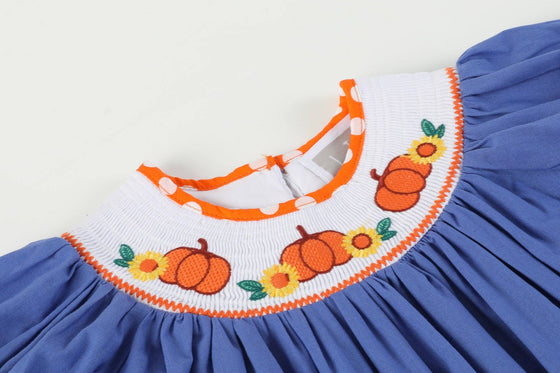 Pumpkin Sunflower Bishop Smock Dress - Magnolia BabyDress